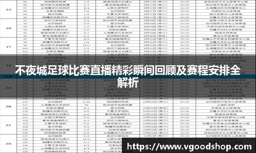 不夜城足球比赛直播精彩瞬间回顾及赛程安排全解析